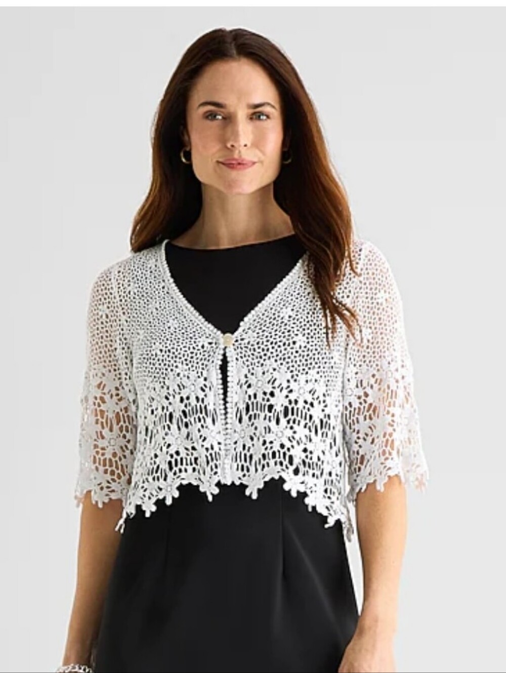 Rabbit Rabbit Rabbit White Crochet Button-Front Women's Sweater Cardigan S
